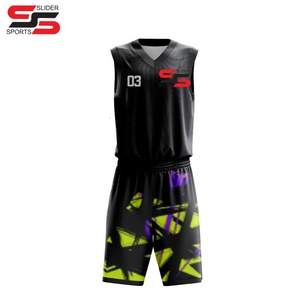 Uniformes de basket-ball bleus de couleur de conception personnalisée de maillot de basket-ball sublimé - Product Image 1