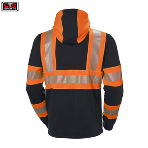 <b>Men</b> Wholesales Custom Designs Safety Reflective Zip up <b>Hoodies</b> Jackets 2024 High Visibility Construction <b>Hoodies</b> - Product Image 4