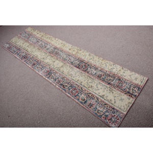 Alfombra Turca Vintage de 2,2x7,7 pies, Alfombra de Pasillo, Alfombra Persa Azul - Product Image 4