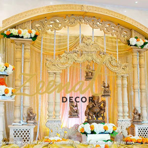 Nouveau double pilier en bois Mandap Design moderne Double pilier en bois Mandap ensemble mariage indien en bois sculpté Mandap - Product Image 1