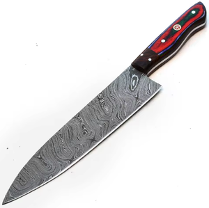 Couteau de chef moderne ambidextre fait main de haute qualité, personnalisé en gros, en acier Damas à haute teneur en carbone, compatible lave-vaisselle, OEM supplémentaire - Product Image 2