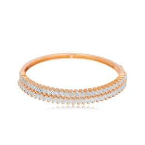 Oval Shape Double Row Design Shiny Baguette Stone Woman <b>Handcuff</b> Bangles 925 Sterling Silver Jewelry - Product Image 6
