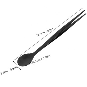Cuillère à dégustation et pince à double fonction en acier inoxydable doré, ustensile de cuisine pour la présentation - Product Image 2