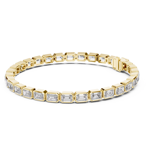 Bracelet en or jaune 10 carats sur mesure avec des maillons en diamant taille émeraude, un cadeau de bijoux élégant pour elle ou lui - Product Image 1