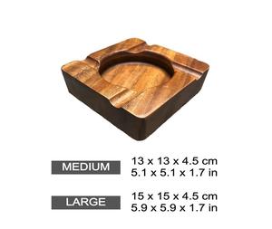 Cenicero de madera redonda sólida Natural, diseño clásico, Cenicero de mesa para interiores y exteriores con soporte para cigarrillos de 3 ranuras - Product Image 4