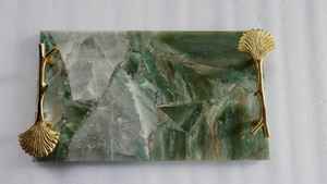 Plateau de service en agate pour usage domestique Agate verte Bois de marbre Acier inoxydable Industriel pour le service des aliments Décoration intérieure - Product Image 2