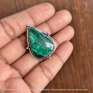 Wholesale 925 Sterling Silver <b>Fine</b> <b>Rings</b> Original Pear Malachite Gemstone Women's Wedding Jewelry Trending Factory Price - Product Image 2
