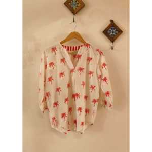 Blusa de Mujer, Talla XL, con Bordado Floral en la Parte Superior, Cuello Asimétrico, Larga, de Chifón, Popelina y Tejido de Punto, para Otoño - Product Image 1