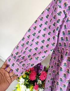 Robe midi en coton imprimé à la main bohème, robe d'été florale décontractée - Product Image 4