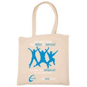 Econo <b>Medium</b> Cotton Tote Daily Use Screen Printed Fabric <b>Handbag</b> Long Ribbon Handle Calico Canvas for Food Advertising Gift Use - Product Image 1