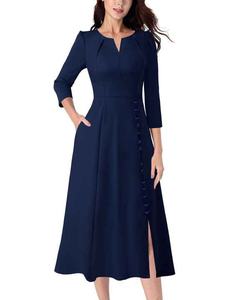 Robe de carrière élégante en polyester et spandex avec ajustement extensible pour un confort toute la journée et un style professionnel - Product Image 4