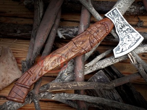 Hot Selling DIY Damascus Steel <b>Axe</b> Industrial Grade Personalized Design for Outdoor Adventures Hand Engraved Viking Hatchet - Product Image 2