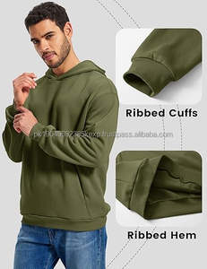 Unisex Thick Cotton Hoodie <b>Black</b> Washed Oversized Pullover With Pocket For Streetwear - Product Image 6