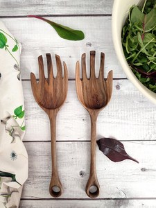 Cucharas de Madera Natural Hechas a Mano para Servir Ensaladas, Ideal para Mezclar Cocinas y Regalos de Cocina - Product Image 3