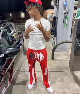 กางเกงวอร์มแนวสตรีทแบบเย็บปะติดสำหรับผู้ชายและผู้หญิงกางเกงขนแกะแบบยูนิเซ็กส์กางเกงวิ่งออกกำลังกายกางเกงวอร์มขาบานพิมพ์ลาย3D แบบกำหนดเอง - Product Image 3