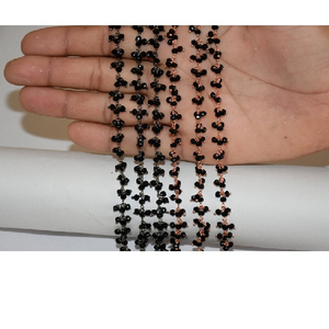 Best Quality Copper and Black Beads <b>Rosary</b> chain, Black Plated Glass Beads Cluster <b>Rosary</b> Chain, Beaded Chain for Jewelry Making - Product Image 1