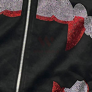 Sweats à capuche brodés avec strass en gros, best-seller, qualité supérieure, personnalisable, polaire respirant, écologique, streetwear - Product Image 6