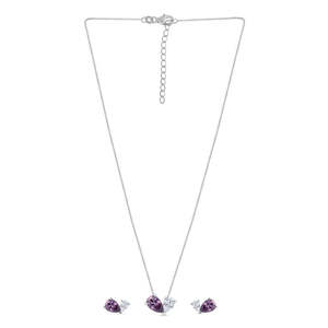 Lujo Púrpura Toi Et Moi Conjunto de joyería fina Oro Rodio Plateado Circón Diamante Cobre Regalos de moda Conjuntos de joyería elegante" - Product Image 2