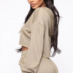 ชุดเซ็ทเสื้อฮู้ดครอปท็อปและกางเกงขายาวผ้าฝ้ายแท้ 100% สำหรับผู้หญิง สวมใส่สบาย ระบายอากาศได้ดี เหมาะสำหรับออกกำลังกายในฤดูใบไม้ผลิ - Product Image 4