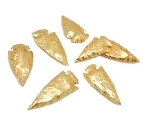 Puntas de flecha de oro de piedra natural, puntas de cristal de ágata curativa reiki, venta al por mayor - Product Image 3