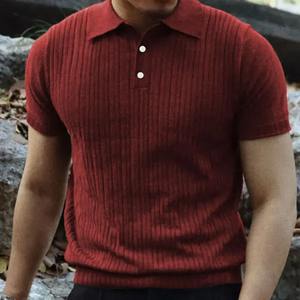 เสื้อโปโลผู้ชายฤดูร้อนเสื้อทำงานแขนสั้นมีปกลายทางลำลองเสื้อยืดใส่สบายสำหรับผู้ชาย - Product Image 5