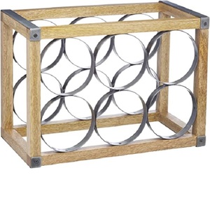 Étagère de rangement pour 6 bouteilles de cuisine industrielle en bois et métal, Style Vintage, pour fête de mariage, étagère de rangement pour boissons non alcoolisées, nouvelle collection - Product Image 1