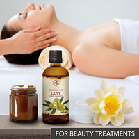 Huile d'olive 100ml Aromatika Huile de fruit d'Olea Europaea raffinée pour massage corporel, raffermissement, bronzage et soins capillaires