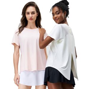 Camisetas de secado rápido y ecológicas para mujer, ajustadas, de color personalizado, manga corta, para gimnasio y actividades deportivas. - Product Image 5