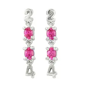 Boucles d'oreilles tendance pour femmes en argent 24 carats avec pierres précieuses roses, en laiton plaqué rhodium, bijoux en cuivre pour fête, forme de fleur mignonne - Product Image 1