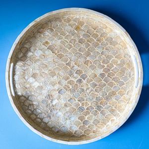 À PROPOS INLAY TRAY PLATEAU DE SERVICE FAIT À LA MAIN LUXE Bone Inlay Ramadan Breakfast Food Fruit Coffee Tea Decorative Tray - Product Image 1