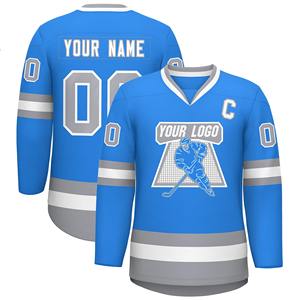 Maillot de hockey sur glace en sergé de matériel de broderie par sublimation personnalisé en polyester professionnel OEM Services d'équipe - Product Image 1