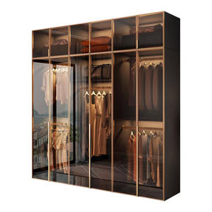 <span class=keywords><strong>Armoire</strong></span> en bois moderne et élégante avec porte, grand espace de rangement, meubles de chambre à coucher - Product Image 3