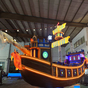 Parc d'attractions aux couleurs vives et éclairé, voiture volante de bateau de pirate pour adultes à vendre - Product Image 2