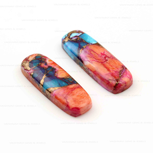 Venta al por mayor a granel naranja Natural Dalia cobre cuarzo 10x30mm largo cojín parte posterior plana calibrado cabujón joyería de piedras preciosas sueltas - Product Image 3