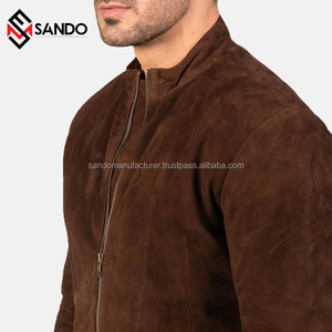 แจ็กเก็ตหนังแกะแท้สำหรับผู้ชาย, เสื้อบอมเบอร์แจ็คเก็ตนักสู้ดีไซน์ผ้าไหมซาติน - Product Image 3