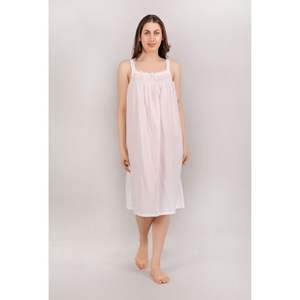 ชุดนอนผ้าฝ้ายแขนกุดแบบวิคตอเรียมีสไตล์ชุดนอนระบายอากาศได้หรูหราเรียบลื่นสำหรับห้องนอน - Product Image 1