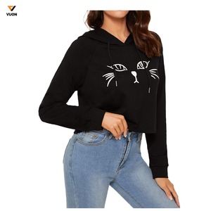 Mujeres OEM personalizado de gran tamaño gráfico recortado sudaderas con capucha mujeres Streetwear alta calidad Drop Shoulder Pullover Crop Hoodies - Product Image 2