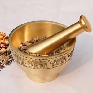 Juego de mortero de latón hecho a mano, diseño moderno para hierbas, condimentos, molinillo de Medicina, el mejor precio de mayorista, Material plástico - Product Image 3