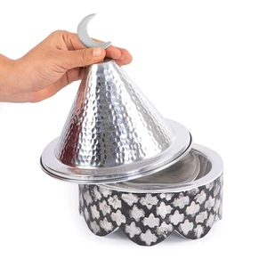 Plat de service en aluminium et acier de haute qualité avec des dattes de pot de travail en nacre en bois et un pot de service de fruits secs - Product Image 4