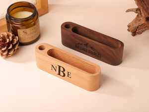 Moderno Porta Tarjetas de Visita de Madera Vintage y Duradero |   Cartera Delgada de Madera Natural para Tarjetas Bancarias |   Hecho a Mano para Uso en Oficina - Product Image 3