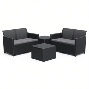 Allibert CLAIRE CORNER 4-Seater Resin Outdoor <b>Set</b> Graphite K253445K939KK <b>Patio</b> Furniture - Product Image 2