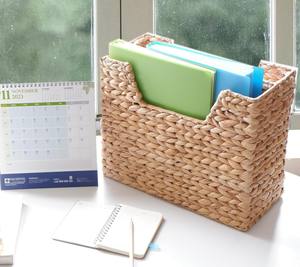 Organisateur de magazines en jacinthe d'eau tissé à la main, boîte de rangement écologique, porte-revues en osier pour la décoration de la maison et du bureau - Product Image 4