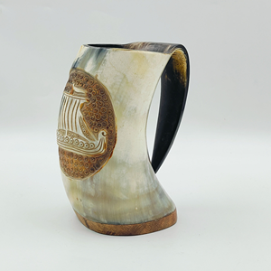 Taza Ecológica de Cuerno de Búfalo, Recipiente para Beber Hecho de Cuerno Animal con Grabado Pulido, Personalizable por saniya handicraft - Product Image 4