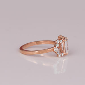 Emerald Cut Lab Grown Diamond Ring 14KT Rose Gold Plated Trendy New Style Engagement & Wedding Ring Gift for Women - Product Image 6