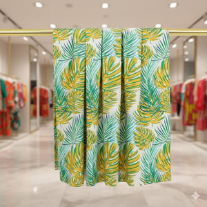 Tissu en coton peigné tissé léger, respirant, absorbant l'humidité, biologique et écologique, imprimé à la main motif arbre, pour filles et garçons - Product Image 2