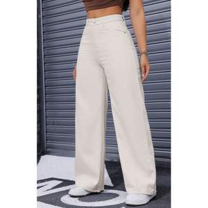 Jean en denim stretch crème à jambe large, design personnalisé, vente en gros, style urbain tendance, coupe ample, taille 26-40 OSCA - Product Image 3