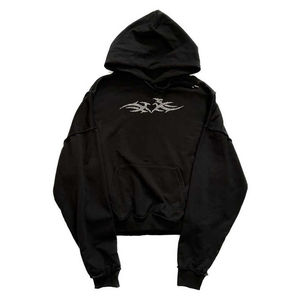 Sudadera con Capucha de Alta Calidad, 100% Algodón, Corte y Costura sin Dobladillo, con Logotipo Serigrafiado y Pedrería, para Hombre - Product Image 1