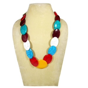 Cute Turquoise Resin Beaded <b>Necklace</b> Women's Resin Stone Jewelry Fashion Statement Piece <b>Long</b> Chain Beads Jewelry for Woman - Product Image 3