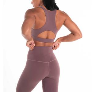 Vente en gros Ensemble soutien-gorge deux pièces Coussinets amovibles Leggings de yoga Ensemble de vêtements de sport deux pièces pour femmes - Product Image 4