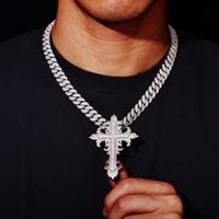 5A CZ Vintage Kreuz-Anhänger Halskette Voll Besetzt Retro Hip-Hop Schmuck für Männer Sofort Lieferbar für Boutique Modegeschäfte